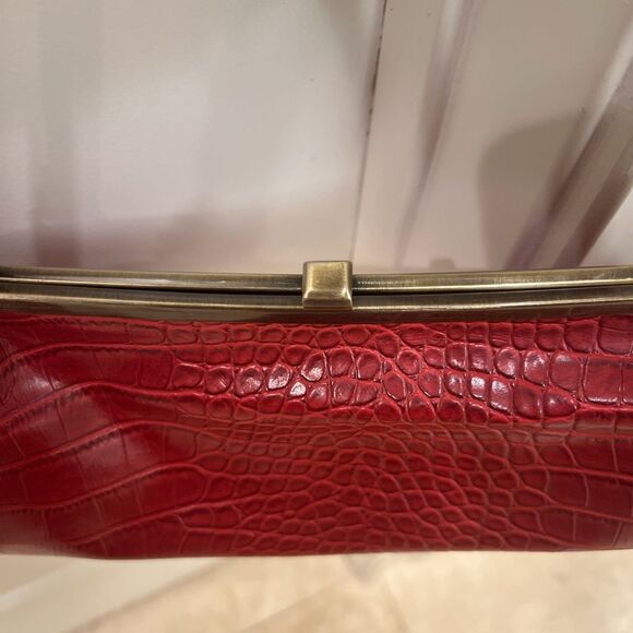 Vintage Clasp Red Snakeskin Shoulder Bag - Picture 3 of 4